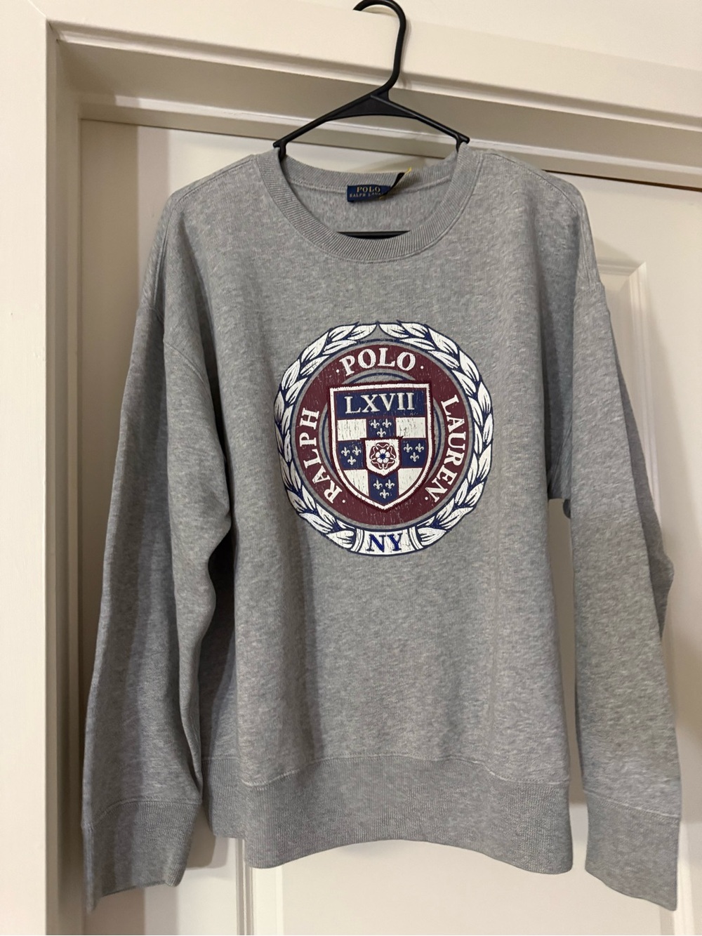 Polo by Ralph Lauren Gray Crewneck Sweatshirt with Embroidered Crest